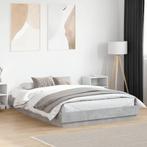 vidaXL Bedframe bewerkt hout betongrijs 150x200 cm, Verzenden, Overige maten, 200 cm, Grijs