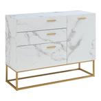 Sideboard Lavangen commode 75x100x35 cm marmerlook wit en go, Verzenden, Nieuw