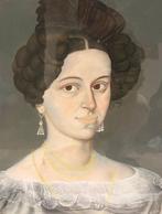 Duitse school (XIX) - Biedermeier Damenporträt-Pastell auf