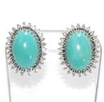 Oorbellen - 18 karaat Witgoud - 15.41ct. tw. Turquoise -, Nieuw