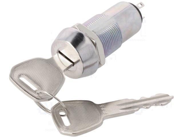 Schakelaar met sleutel - Ø19mm / 50mm - ON-ON, Doe-het-zelf en Verbouw, Elektra en Kabels, Schakelaar, Nieuw, Ophalen of Verzenden