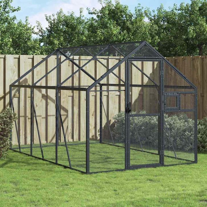 vidaXL Volière 1,79x3x1,85 m aluminium antracietkleurig, Dieren en Toebehoren, Overige Dieren-accessoires, Nieuw, Verzenden