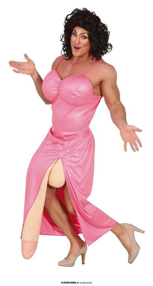 Big Drag Queen Man Kostuum Pink, Kleding | Heren, Carnavalskleding en Feestkleding, Nieuw, Ophalen of Verzenden