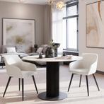 Eetkamerstoel Marilyn, koordlook, gestoffeerd - crème/zwart,, Huis en Inrichting, Stoelen, Verzenden, Nieuw