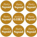 9 Buttons Birthday Girl of Boy en Party Squad, Nieuw, Feestartikel, Verzenden, Verjaardag