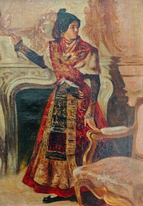 Cecilio Pla y Gallardo (1859-1934), Naar - Joven con, Antiek en Kunst, Kunst | Schilderijen | Klassiek