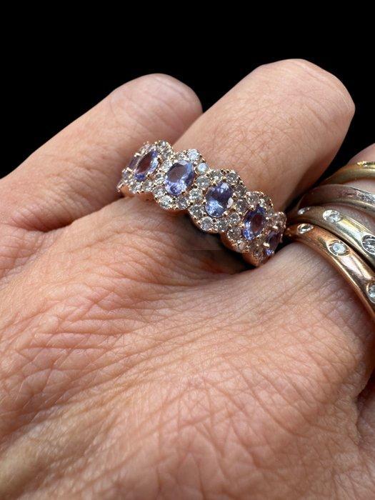 Ring - 14 karaat Roségoud - 4.55ct. tw. Tanzaniet - Diamant, Sieraden, Tassen en Uiterlijk, Ringen