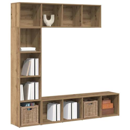 vidaXL Boekenkasten 3 st bewerkt hout artisanaal eikenkleur, Huis en Inrichting, Kasten | Boekenkasten, Nieuw, Overige houtsoorten
