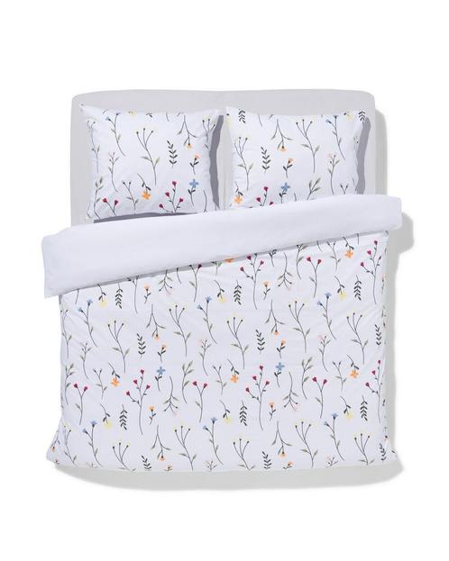 HEMA Dekbedovertrek zacht katoen 200x200/220 bloemen wit, Huis en Inrichting, Slaapkamer | Beddengoed, Nieuw, Verzenden