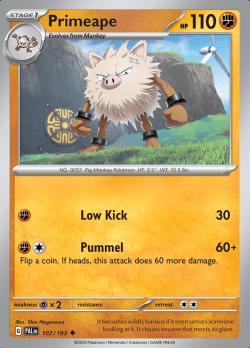 Primeape 107/193 reverse holo Paldea evolved, Hobby en Vrije tijd, Verzamelkaartspellen | Pokémon, Losse kaart, Nieuw, Foil, Ophalen of Verzenden
