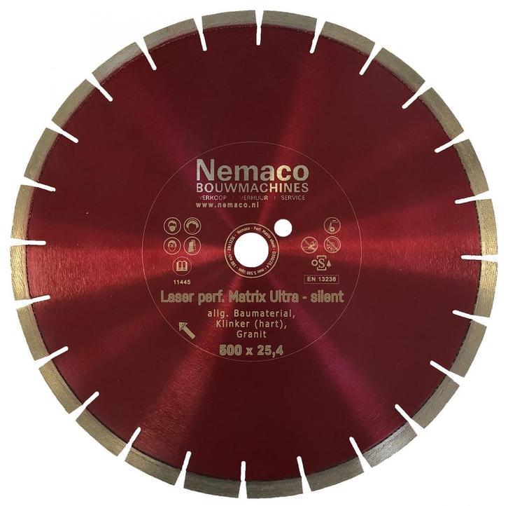Nemaco diamantzaagblad beton 500 x 25,4 mm extra stil, Zakelijke goederen, Machines en Bouw | Tuin, Park en Bosbouw, Overige typen