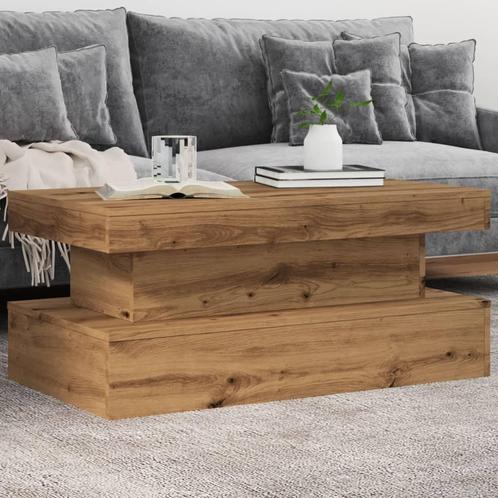 vidaXL Salontafel met LED-verlichting 90x50x40cm artisanaal, Huis en Inrichting, Tafels | Salontafels, 50 tot 100 cm, Nieuw, Overige houtsoorten