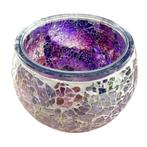 Handgemaakte paars/zilver mozaïek theelichthouder 11×11×9, Huis en Inrichting, Woonaccessoires | Kandelaars en Kaarsen, Ophalen of Verzenden