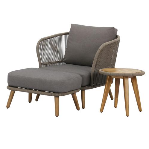 Volterra lounge balkonset 3 delig licht bruin wicker, Tuin en Terras, Tuinstoelen, Nieuw, Wicker, Ophalen of Verzenden