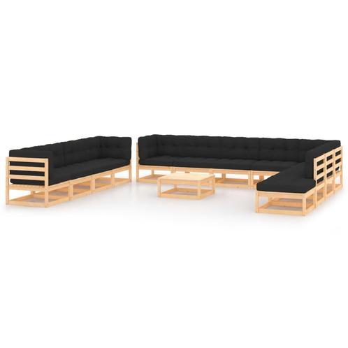 vidaXL 13-delige Loungeset met antracietkleurige kussens, Tuin en Terras, Tuinsets en Loungesets, Loungeset, Nieuw, Verzenden