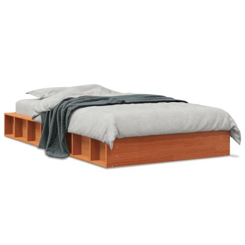 vidaXL Bedframe zonder matras massief grenenhout wasbruin, Huis en Inrichting, Slaapkamer | Bedden, 90 cm, 200 cm, Bruin, Eenpersoons