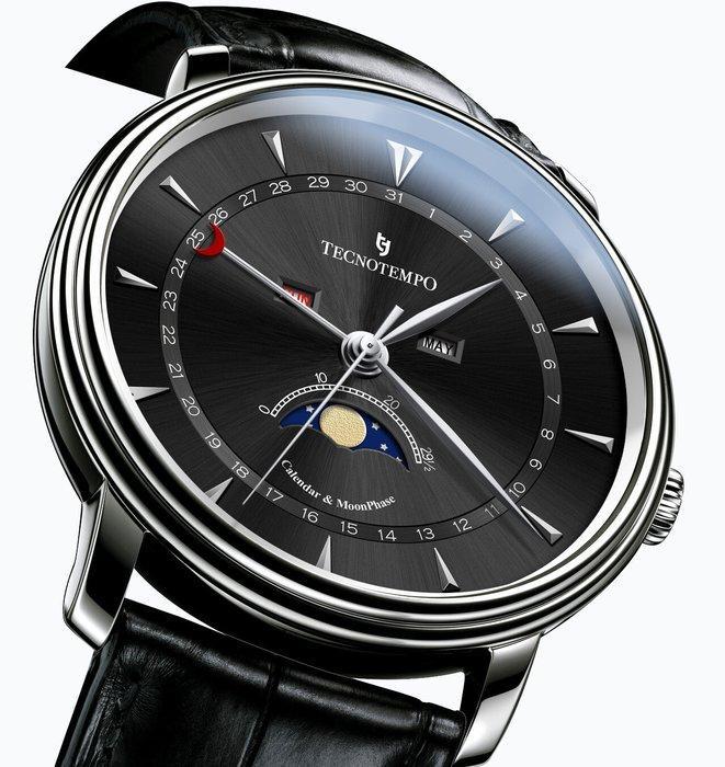 Tecnotempo - Calendar & Moon Phase - 40mm - - TT.CMP.B -, Sieraden, Tassen en Uiterlijk, Horloges | Heren