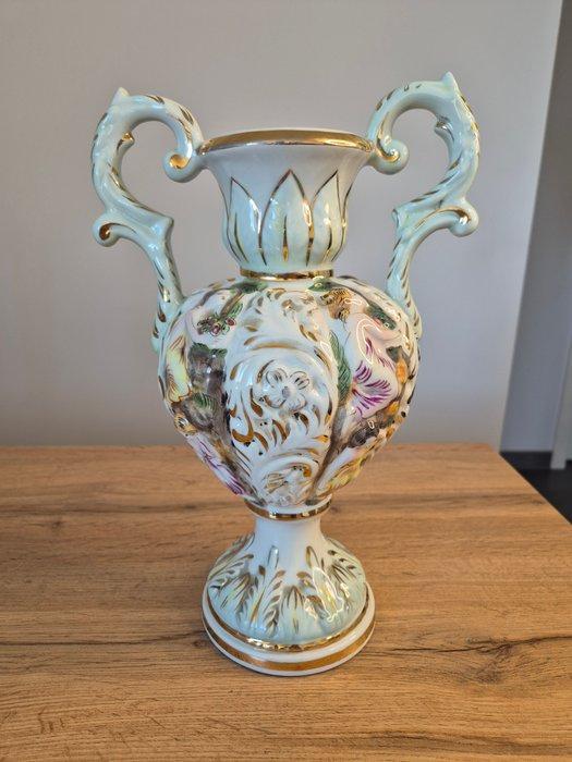 Eenbloemige vaas - Porselein, Goud - Vaso capodimonte, Antiek en Kunst, Antiek | Glas en Kristal