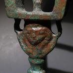 Oud-Egyptisch Brons Fijn mooi sistrum Bes Hathor Bastet. 19