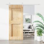 vidaXL Schuifdeur met beslag 85x210 cm massief grenenhout, Doe-het-zelf en Verbouw, Deuren en Horren, Verzenden, Nieuw