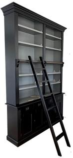 Boekenkast zwart - grijs Kesteren 170 x 260cm met trapje, Ophalen of Verzenden, Nieuw