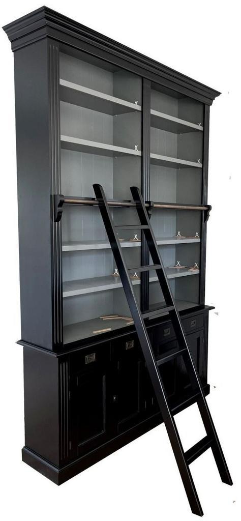 Boekenkast zwart - grijs Kesteren 170 x 260cm met trapje, Huis en Inrichting, Kasten | Boekenkasten, Ophalen of Verzenden
