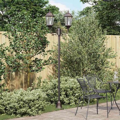 vidaXL Tuin Lantaarnpaal Brons Aluminium en Glas, Tuin en Terras, Buitenverlichting, Nieuw, Verzenden