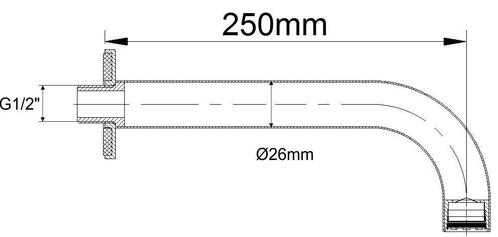 Wiesbaden inbouw-uitloop rond 25cm 1/2 chroom, Doe-het-zelf en Verbouw, Sanitair, Ophalen of Verzenden