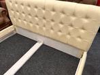 Chesterfield Maarssen ! Creme leren Chesterfield bed ombouw, Ophalen, Tweepersoons, Zo goed als nieuw, 180 cm