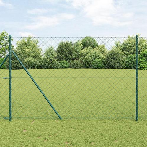 vidaXL Ketenlinkomheining met 7 Palen 1,6x10 m Gehoten Staal, Tuin en Terras, Schuttingen, Nieuw, IJzer, Verzenden