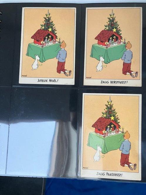 Tintin - 3 feestelijke kaartversies - Kuifje geknield voor, Boeken, Stripboeken