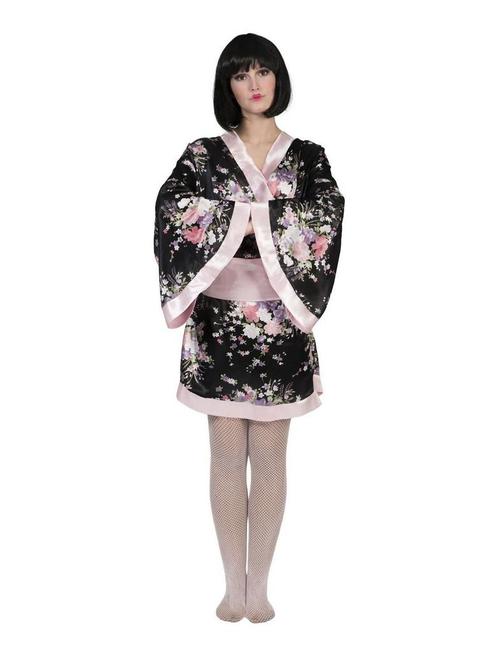 Japanse Kimono Zwart/Roze Dames Kiwi, Kleding | Dames, Carnavalskleding en Feestkleding, Nieuw, Ophalen of Verzenden