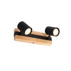 Plafondlamp zwart met hout 2-lichts verstelbaar rechthoekig, Huis en Inrichting, Lampen | Spots, Nieuw, Overige materialen, Modern