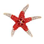 Fako Bijoux® - Broche - Zeester - Kristal - 56mm - Rood, Sieraden, Tassen en Uiterlijk, Broches, Verzenden, Nieuw