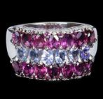 Zonder Minimumprijs - Ring Zilver Tanzaniet - Granaat, Sieraden, Tassen en Uiterlijk, Ringen, Nieuw