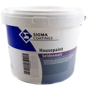 Sigma Housepaint Seidenmatt - WIT - 4 liter (MUURVERF LATEX), Doe-het-zelf en Verbouw, Verf, Beits en Lak, Verf, Wit, Nieuw, Minder dan 5 liter