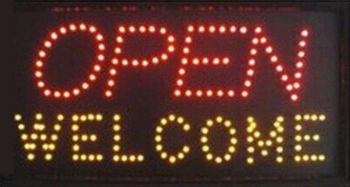 OPEN welkom lamp LED verlichting reclame bord lichtbak #F, Zakelijke goederen, Horeca | Meubilair en Inrichting, Verzenden