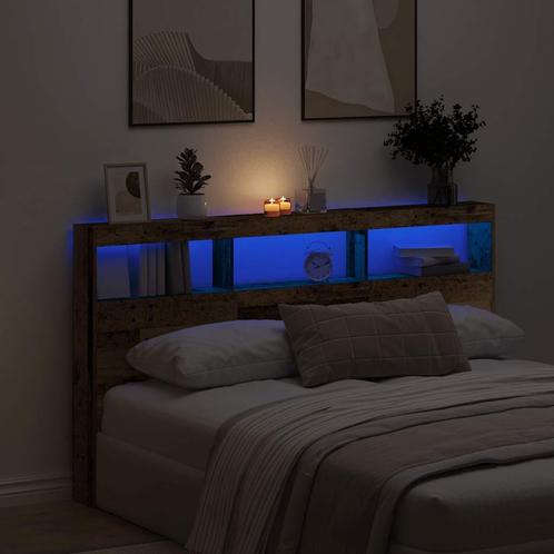 vidaXL Hoofdbordkast met LED 180x17x102 cm oud hout, Huis en Inrichting, Slaapkamer | Bedden, Bruin, Nieuw, Hout, Verzenden