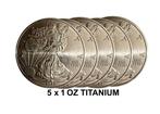 Verenigde Staten. 5 x 2025 1 oz 999 Fine Titanium Eagle, Postzegels en Munten