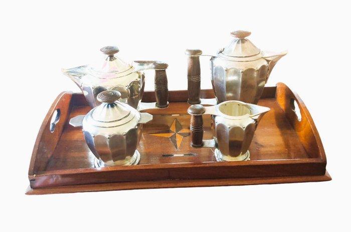 Monteillet Raoul - Theeservies (5) - Verzilverd, Antiek en Kunst, Antiek | Meubels | Tafels