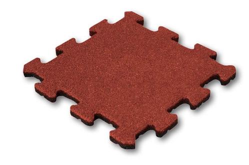 Rubber tegel 25 mm - 50 x 50 cm - Rood - Puzzelsysteem, Tuin en Terras, Tegels en Klinkers, Verzenden
