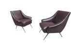 Fauteuil (2) - ijzeren en messing poten - eco-leer, Antiek en Kunst