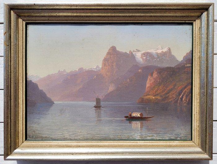 Ernst I Hodel (1852-1902) - Urner Lake in Switzerland - NO, Antiek en Kunst, Kunst | Schilderijen | Klassiek