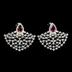 Zonder minimumprijs - Oorbellen Zilver Granaat - 2, Nieuw