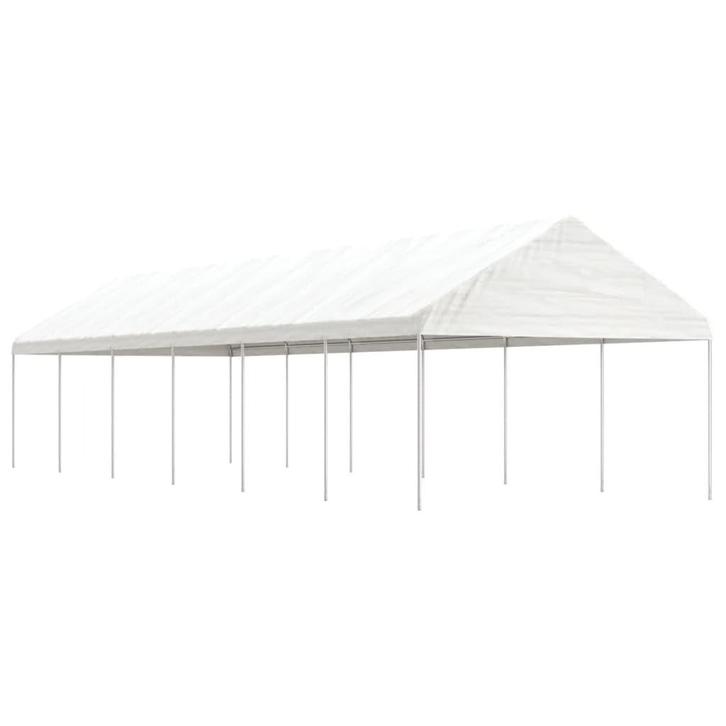 vidaXL Prieel met dak 13,38x4,08x3,22 m polyetheen wit, Tuin en Terras, Partytenten, Nieuw, Verzenden