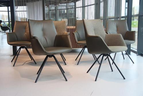6x Elmar Topform Gealux eetkamerstoel leer met draaipoot., Huis en Inrichting, Stoelen, Nieuw, Leer, Stof, Ophalen of Verzenden