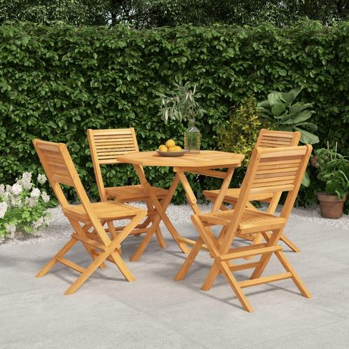 vidaXL 5-delige Tuinset massief teakhout, Tuin en Terras, Tuinsets en Loungesets, Tuinset, Nieuw, Hout, Verzenden