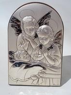 Icoon - Zilveren icoon twee engelen met kind - Luigi, Antiek en Kunst, Antiek | Boeken en Bijbels