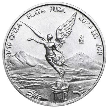 1/10 oz Silver, Mexico Libertad 2024, 1/10 ounce zilver munt beschikbaar voor biedingen