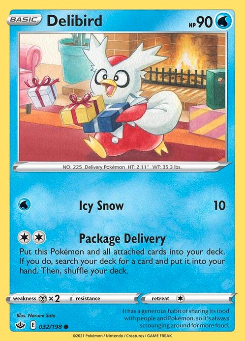 Delibird 032/198 Chilling Reign, Hobby en Vrije tijd, Verzamelkaartspellen | Pokémon, Losse kaart, Nieuw, Foil, Ophalen of Verzenden